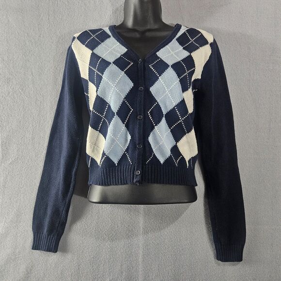 Brandy Melville Argile Cardigan Sweater Blue Academic School Preppy - Picture 9 of 9